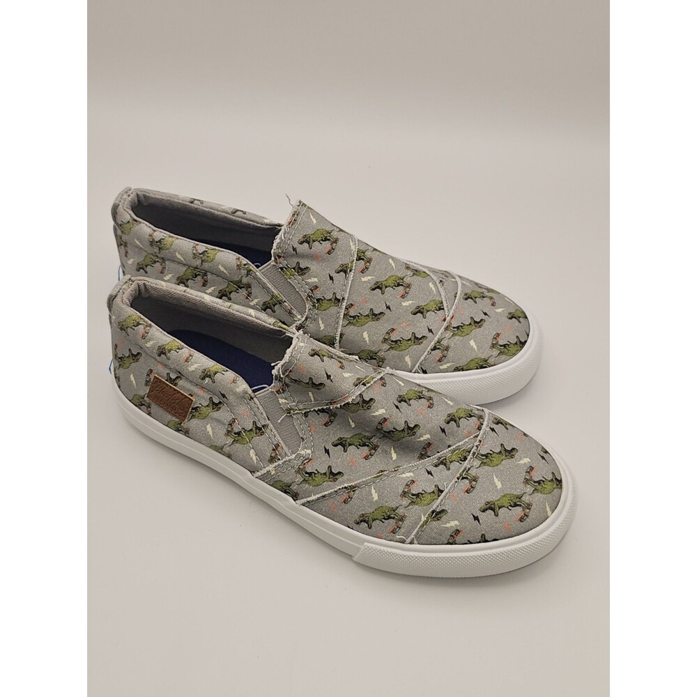 Boys Blowfish Malibu Slip On Sneakers Gray Dino Hustle Canvas Big Kids Sz 4 New